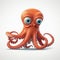 Whimsical Orange Octopus: A Playful 3d Illustration For Children\\\'s Books