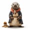 Whimsical Otter In Photorealistic Hat And Coat: Detailed Character Design