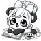 Whimsical Panda Cub: 3D Coloring Page Joy