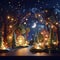 whimsical paper diorama collage, magical forest, Generative AI