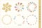 Whimsical pastel botanical circle icon element set. Floral wreath vector motifs for gender neutral baby collection