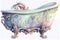 Whimsical Pastel Victorian Bathtub for Invitations and Posters.