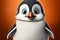 Whimsical penguin character captivates with big, expressive, adorable eyes