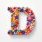 Whimsical Pill Letter D: Detailed Shapes And Vibrant Colors