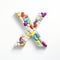 Whimsical Pill Letter X: Detailed Shapes And Vibrant Colors