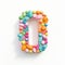 Whimsical Pill Letter U: Colorful Medicine Art On White Background