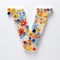 Whimsical Pill Letter W: Detailed Shapes And Vibrant Colors