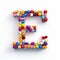 Whimsical Pill Letter Z: Detailed Shapes And Vibrant Colors