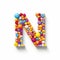 Whimsical Pills: Detailed Hyperrealism Of Colorful N-shaped Letters