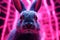 Whimsical Pink neon rabbit. Generate Ai