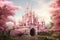 Whimsical Pink princess castle. Generate Ai