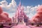 Whimsical Pink princess castle tower. Generate Ai
