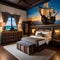 A whimsical pirate ship-themed bedroom with rope accents and treasure chest nightstands1