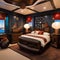 A whimsical pirate ship-themed bedroom with ship-shaped beds and nautical decor1