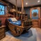 A whimsical pirate ship-themed playroom with rope ladders and a crows nest1