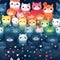 Whimsical and playful cats seamless pattern adorable felines in a joyful and happy mood