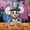 Whimsical Pop Art Mouse In Usa: Colorful Contemporary Masterpiece Painting