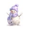 Whimsical Purple Pastel Snowman Clipart Illustration