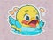 Whimsical Quackers: Duck Fight Sticker Pack featuring Cute and Happy Cartoon Ducks with Big Eyes