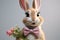 Whimsical rabbit character with a bow tie