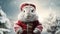 Whimsical Rabbit in Santa Attire Braving a Blizzard in Lifelike 3D Rendering. Generative Ai