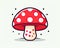 Whimsical Red Mushroom with Playful Polka Dots in a Simple Illustrative Style - Generative AI