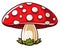 Whimsical Red Mushroom with Playful Polka Dots in a Simple Illustrative Style - Generative AI