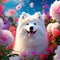 Whimsical Samoyed Dreams: Enchanting 4K Wallpaper Showcasing an Artistic Composition of a Fluffy White Samoyed Dog in a