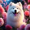 Whimsical Samoyed Dreams: Enchanting 4K Wallpaper Showcasing an Artistic Composition of a Fluffy White Samoyed Dog in a