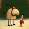 Whimsical Santa Claus and Rudolph with red noises in the snow - Generative AI Illustration