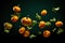 Whimsical scene: Pumpkins falling from the sky, a fall surprise