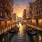 Whimsical Scene in Venice with Gondolas and Landmarks