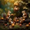 whimsical scene where squirrels engage in a friendly acorn-gathering competition by AI generated