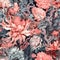 Whimsical seamles pattern with coral, seaweed and anemones. Intricate underwater background in soft pastel colors, ornate detailed