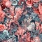Whimsical seamles pattern with coral, seaweed and anemones. Intricate underwater life in soft pastel colors. Generative AI