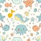 A whimsical seamless doodle pattern filled with a collection of funny and expressive cartoon faces. for include textiles, fabrics