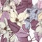 Whimsical seamless patterns with magnolia flowers. Ornate detailed wallpaper, texture design for gift wrap, botanical art.