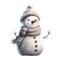 Whimsical Silver White Snowman Clipart Illustration