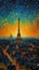 Whimsical Skyline Painting for Invitations and Posters.