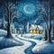 Whimsical Snowfall Scene