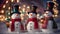 Whimsical Snowmen Trio: Festive Lantern Delight