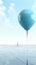 Whimsical solitude solitary blue balloon symbolizes joy against a white backdrop