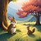 Whimsical Space Adventures: Cartoon Squirrel and Rabbit Explore the Cosmos