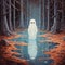 Whimsical Spirits: Kawaii Ghost in the Mystical Forest