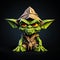 Whimsical Star Wars Origami Yoda Artwork On Black Background