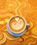 Whimsical Starry Latte Art on a Light Canvas Coffee Cup AI Generated