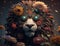 Whimsical Steampunk Lion Jungle King Colorful Flowers Floral Animal Generative AI