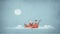 Whimsical Storybook Illustration: Boy On A Boat In The Clouds