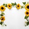 Whimsical Sunflower Frame Open Copy Space
