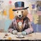 Whimsical And Surreal Modernism Painting Of A Cute Bear In South Africa